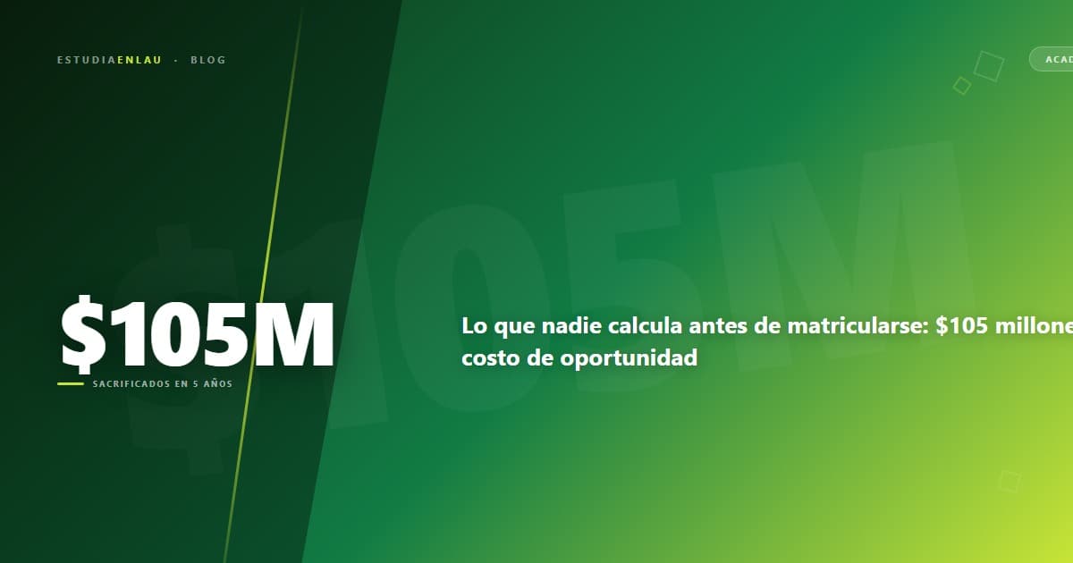 Lo que nadie calcula antes de matricularse: $105 millones de costo de oportunidad